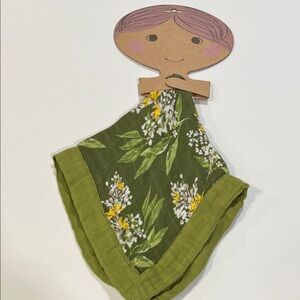 Milkbarn - 18x18 mini lovey, Green Floral Baby Blanket